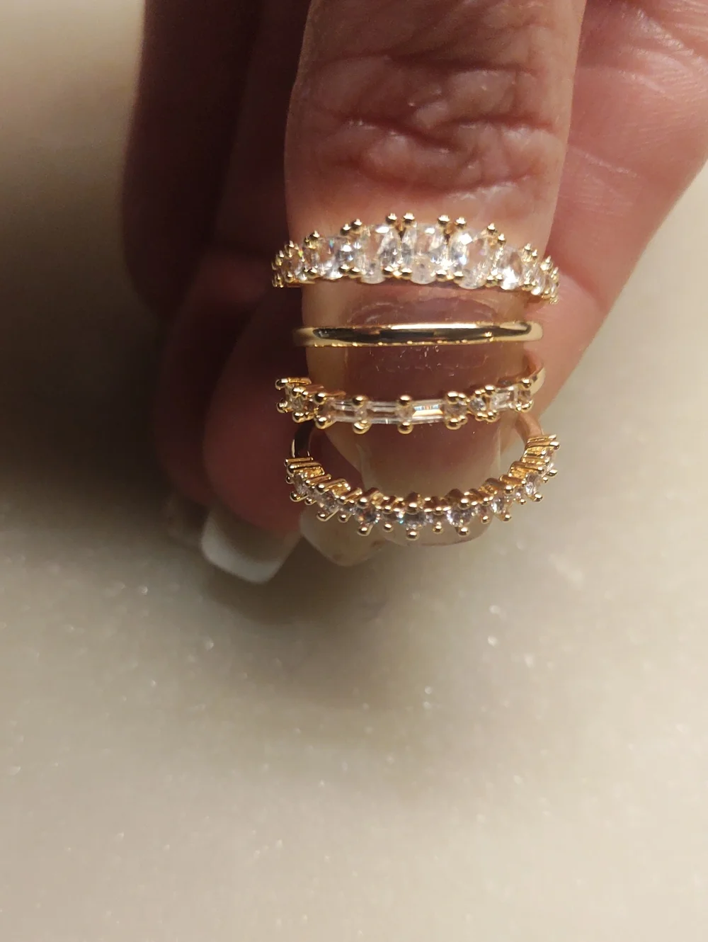 BOGO! NEW! Set Of 4 CZ Stackable Gold Rings Size 6